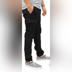 DIKOTOMY COVERT cargo woven brushed cotton joggers pull on black size XL